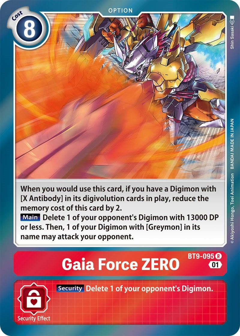 Image for Gaia Force ZERO (BT9-095 R) (X Record) - Digimon Card Game