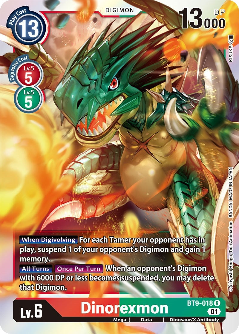 Image for Dinorexmon (BT9-018 R) (X Record) - Digimon Card Game