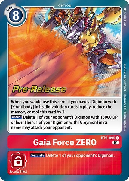 Image for Gaia Force ZERO (BT9-095 R) (X Record Pre-Release Cards) - Digimon Card Game