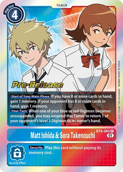 Image for Matt Ishida & Sora Takenouchi (BT9-085 R) (X Record Pre-Release Cards) - Digimon Card Game