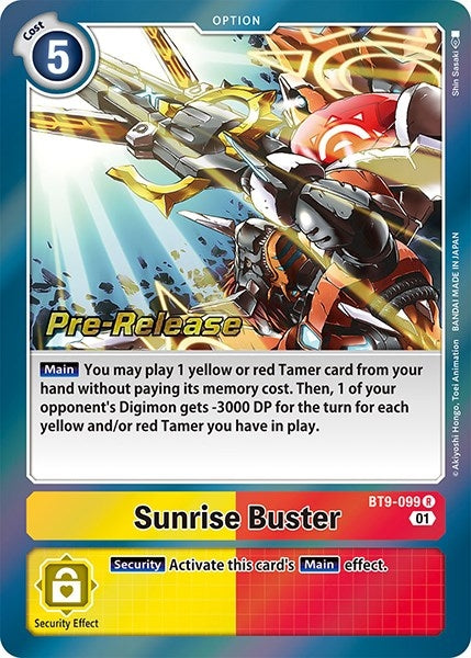 Image for Sunrise Buster (BT9-099 R) (X Record Pre-Release Cards) - Digimon Card Game
