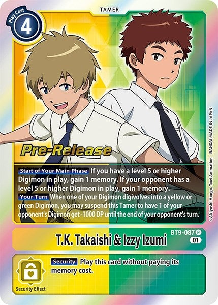 Image for T.K. Takaishi & Izzy Izumi (BT9-087 R) (X Record Pre-Release Cards) - Digimon Card Game
