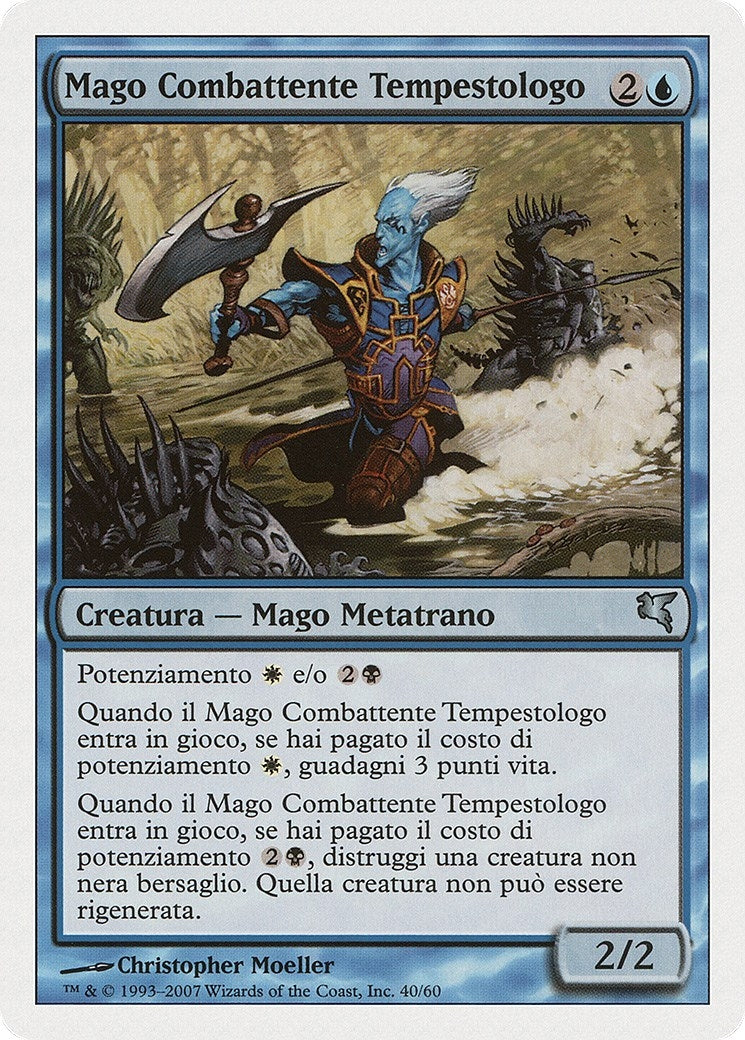 Image for Stormscape Battlemage (Italian) - "Mago Combattente Tempestologe" (E40) (Magic Encyclopedia 2005 (Salvat/Hachette)) - Magic: The Gathering
