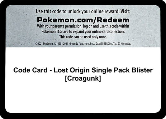Image for Code Card - Lost Origin Single Pack Blister [Croagunk] (SWSH11: Lost Origin) - Pokemon