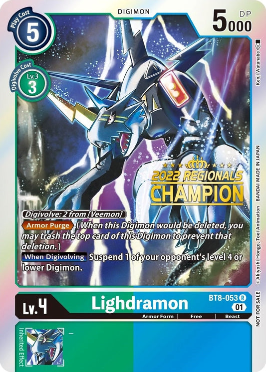 Image for Lighdramon (2022 Championship Offline Regional) [Online Champion] (BT8-053 R) (New Awakening) - Digimon Card Game