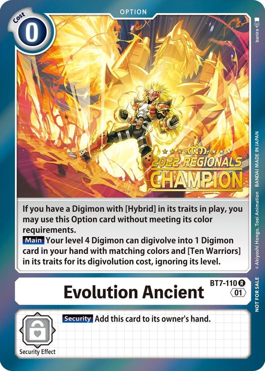 Image for Evolution Ancient (2022 Championship Offline Regional) [Online Champion] (BT7-110 R) (Next Adventure) - Digimon Card Game