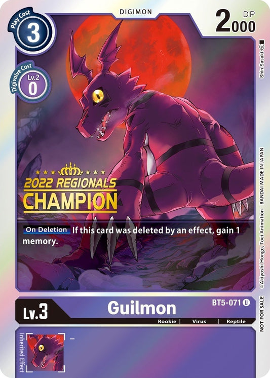 Image for Guilmon (2022 Championship Offline Regional) [Online Champion] (BT5-071 U) (Battle of Omni) - Digimon Card Game