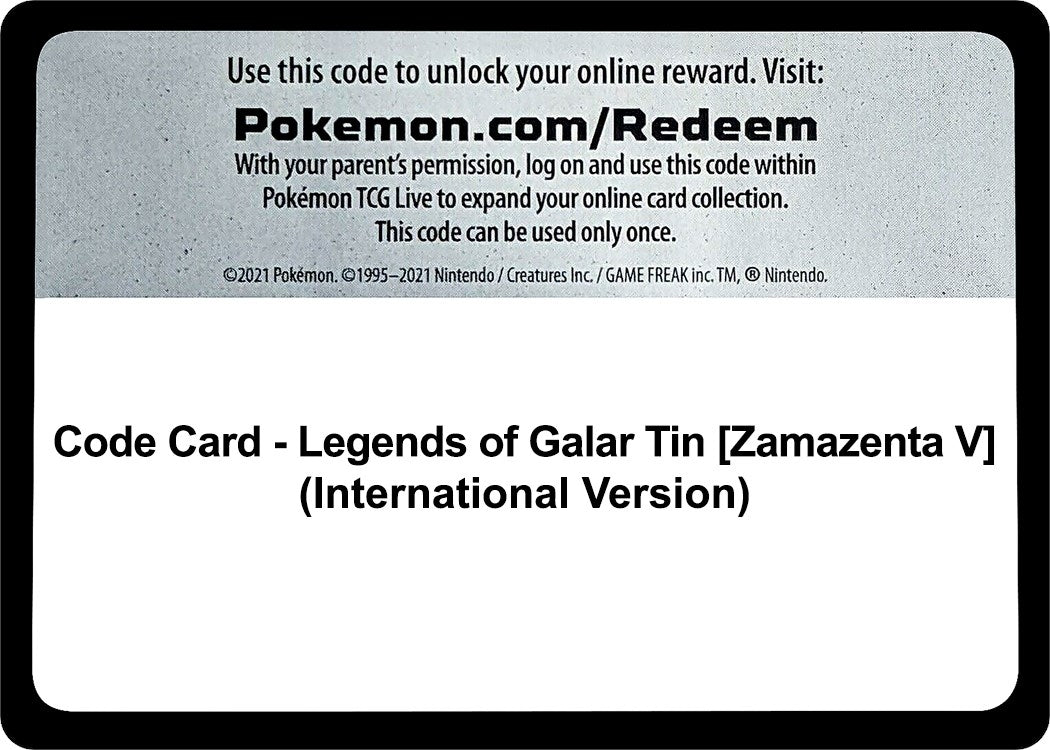 Image for Code Card - Legends of Galar Tin [Zamazenta V] (International Version) (SWSH02: Rebel Clash) - Pokemon