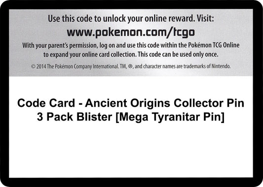 Image for Code Card - Ancient Origins Collector Pin 3 Pack Blister [Mega Tyranitar Pin] (XY - Ancient Origins) - Pokemon