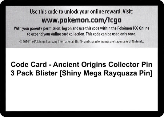 Image for Code Card - Ancient Origins Collector Pin 3 Pack Blister [Shiny Mega Rayquaza Pin] (XY - Ancient Origins) - Pokemon