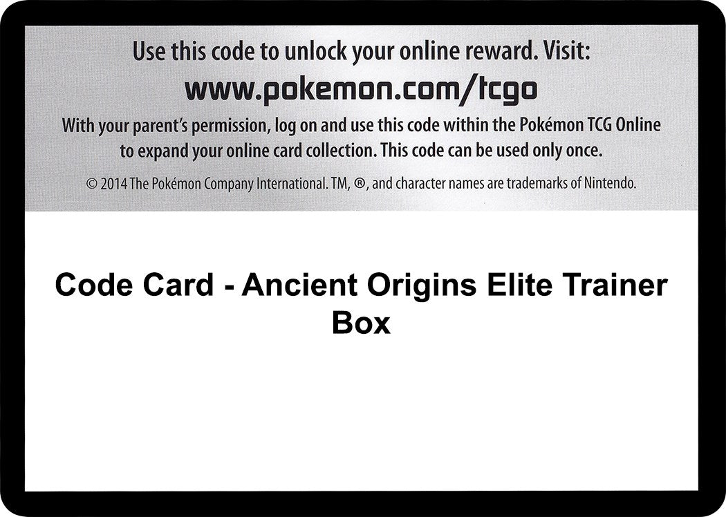 Image for Code Card - Ancient Origins Elite Trainer Box (XY - Ancient Origins) - Pokemon