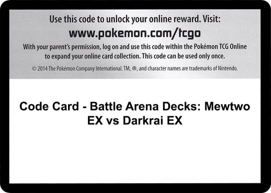 Image for Code Card - Battle Arena Decks: Mewtwo EX vs Darkrai EX (XY - Ancient Origins) - Pokemon