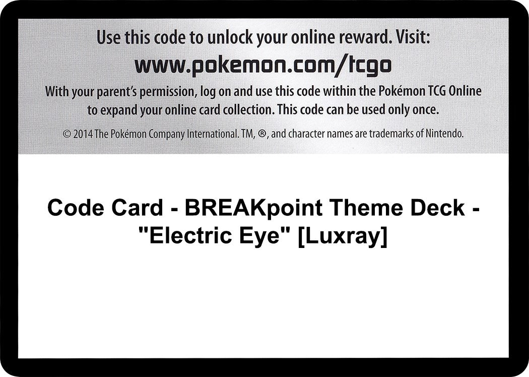 Image for Code Card - BREAKpoint Theme Deck - "Electric Eye" [Luxray] (XY - BREAKpoint) - Pokemon