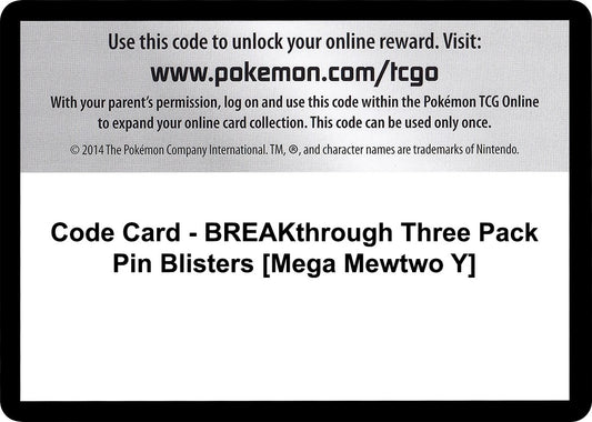 Image for Code Card - BREAKthrough Three Pack Pin Blisters [Mega Mewtwo Y] (XY - BREAKthrough) - Pokemon