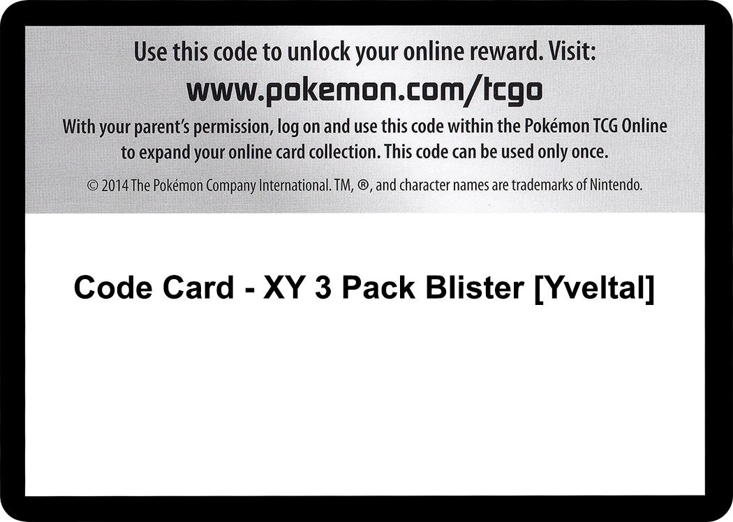 Image for Code Card - XY 3 Pack Blister [Yveltal] (XY - BREAKthrough) - Pokemon