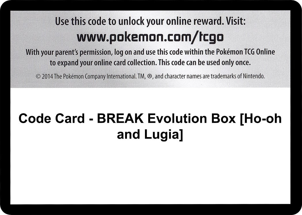 Image for Code Card - BREAK Evolution Box [Ho-oh and Lugia] (XY - Fates Collide) - Pokemon