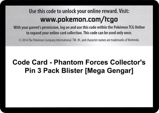 Image for Code Card - Phantom Forces Collector's Pin 3 Pack Blister [Mega Gengar] (XY - Phantom Forces) - Pokemon
