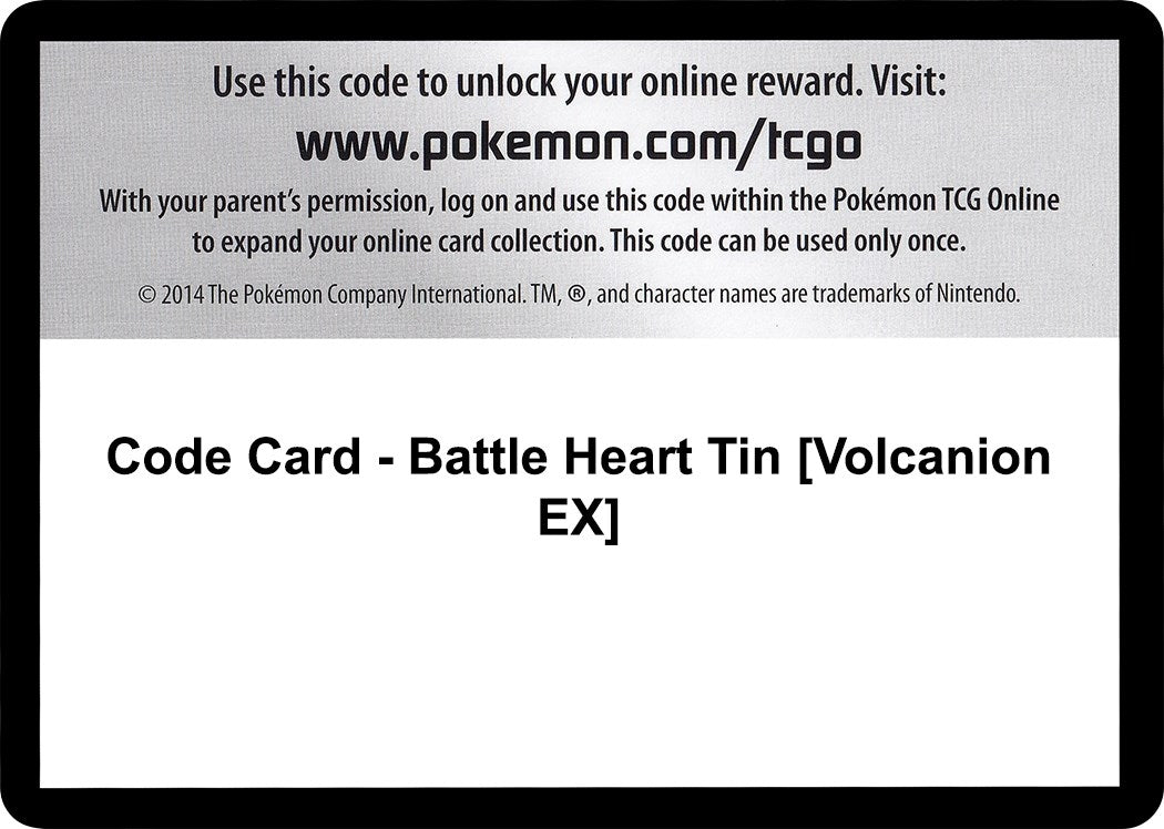 Image for Code Card - Battle Heart Tin [Volcanion EX] (XY - Steam Siege) - Pokemon