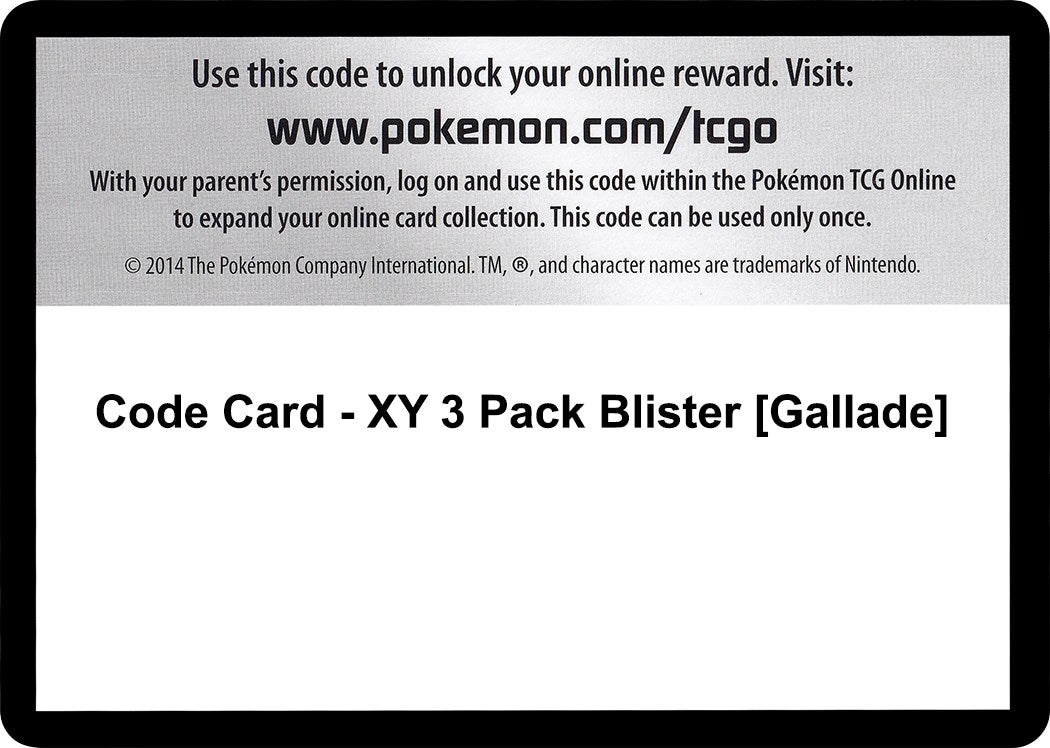 Image for Code Card - XY 3 Pack Blister [Gallade] (XY Base Set) - Pokemon