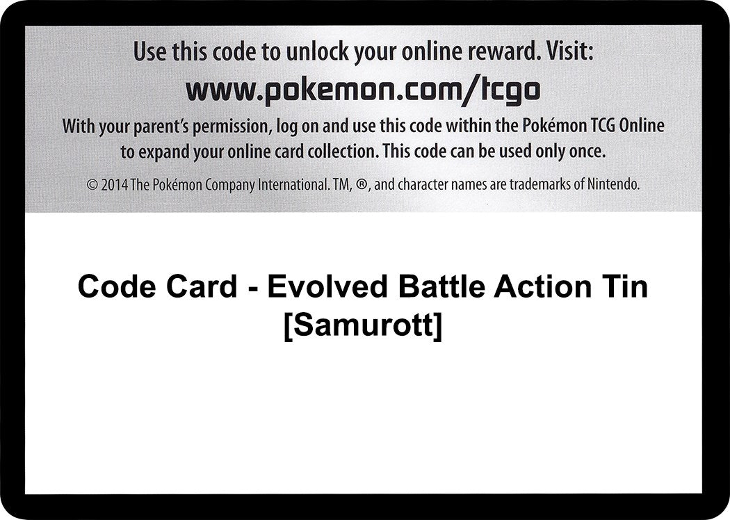 Image for Code Card - Evolved Battle Action Tin [Samurott] (Emerging Powers) - Pokemon