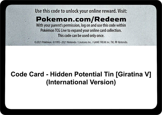Image for Code Card - Hidden Potential Tin [Giratina V] (International Version) (Miscellaneous Cards & Products) - Pokemon