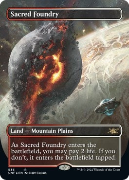 Image for Sacred Foundry (Borderless) (Galaxy Foil) (536) (Unfinity) - Magic: The Gathering