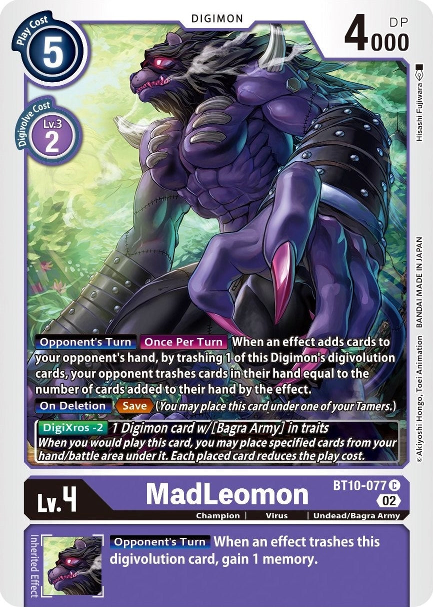 Image for MadLeomon (BT10-077 C) (Xros Encounter) - Digimon Card Game