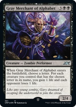 Image for Gray Merchant of Alphabet (Galaxy Foil) (361) (Unfinity) - Magic: The Gathering