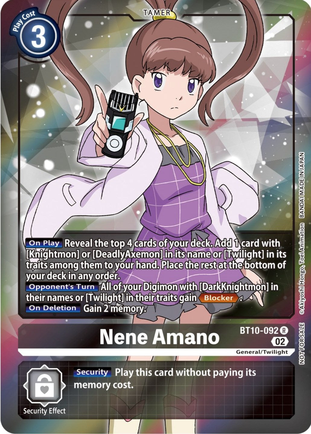 Image for Nene Amano (Box Topper) (BT10-092 R) (Xros Encounter) - Digimon Card Game