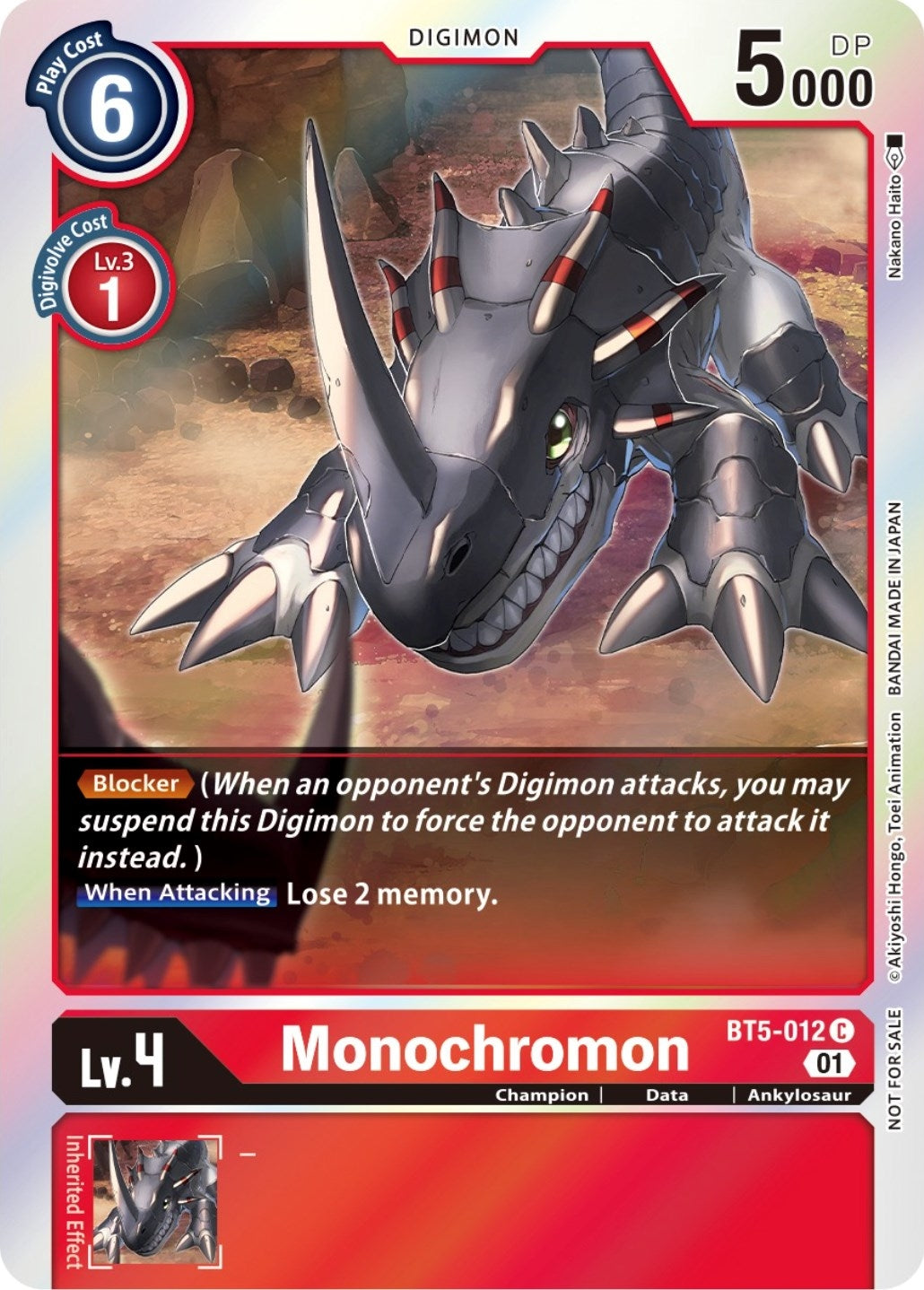 Image for Monochromon (ST-11 Special Entry Pack) (BT5-012 C) (Battle of Omni) - Digimon Card Game