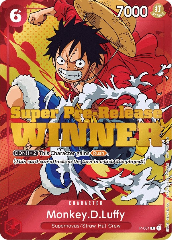 Image for Monkey.D.Luffy (Super Pre-Release) [Winner] (P-001) (One Piece Promotion Cards) - One Piece Card Game