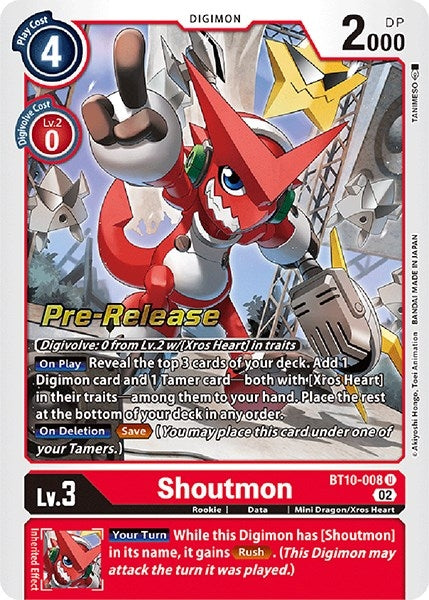 Image for Shoutmon (BT10-008 U) (Xros Encounter Pre-Release Cards) - Digimon Card Game