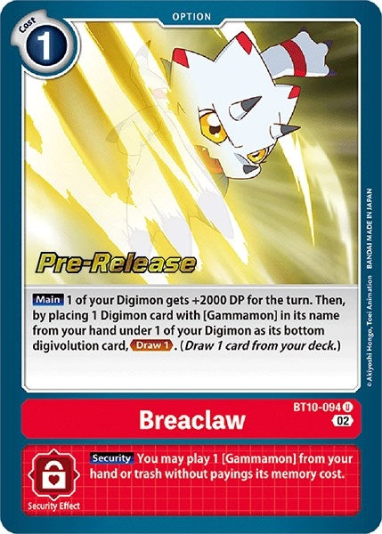 Image for Breaclaw (BT10-094 U) (Xros Encounter Pre-Release Cards) - Digimon Card Game