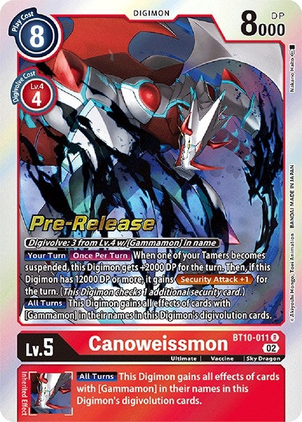 Image for Canoweissmon (BT10-011 R) (Xros Encounter Pre-Release Cards) - Digimon Card Game