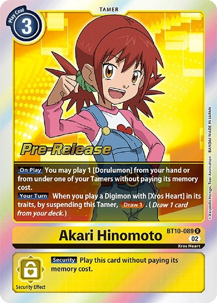 Image for Akari Hinomoto (BT10-089 R) (Xros Encounter Pre-Release Cards) - Digimon Card Game