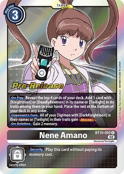 Image for Nene Amano (BT10-092 R) (Xros Encounter Pre-Release Cards) - Digimon Card Game