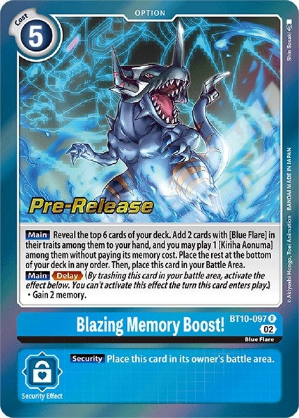 Image for Blazing Memory Boost! (BT10-097 R) (Xros Encounter Pre-Release Cards) - Digimon Card Game