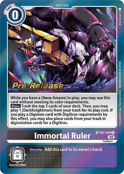 Image for Immortal Ruler (BT10-104 R) (Xros Encounter Pre-Release Cards) - Digimon Card Game