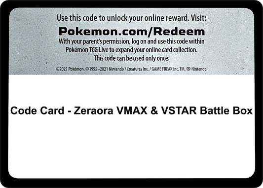 Image for Code Card - Zeraora VMAX & VSTAR Battle Box (Miscellaneous Cards & Products) - Pokemon