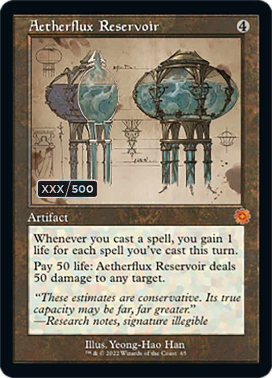 Image for Aetherflux Reservoir (Schematic) (Serial Numbered) (65) (The Brothers' War: Retro Frame Artifacts) - Magic: The Gathering
