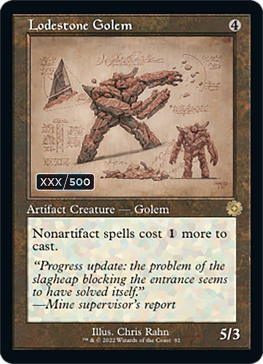 Image for Lodestone Golem (Schematic) (Serial Numbered) (92) (The Brothers' War: Retro Frame Artifacts) - Magic: The Gathering