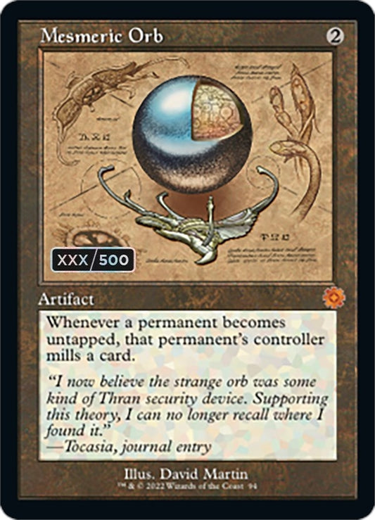 Image for Mesmeric Orb (Schematic) (Serial Numbered) (94) (The Brothers' War: Retro Frame Artifacts) - Magic: The Gathering