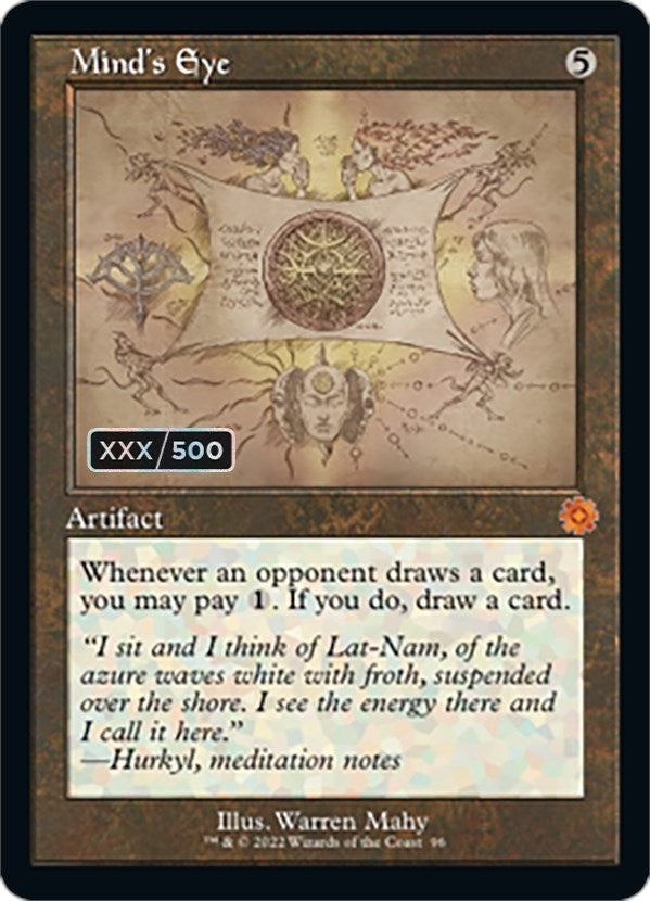 Image for Mind's Eye (Schematic) (Serial Numbered) (96) (The Brothers' War: Retro Frame Artifacts) - Magic: The Gathering
