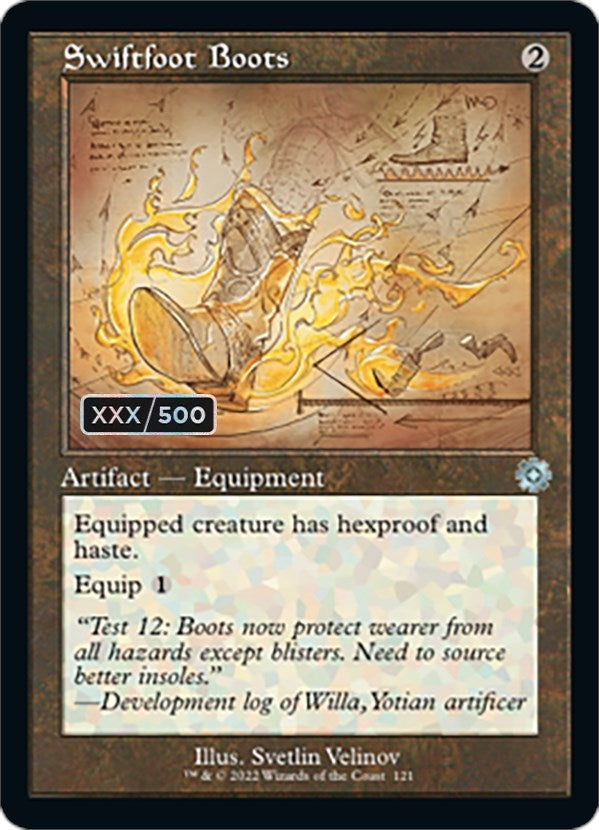Image for Swiftfoot Boots (Schematic) (Serial Numbered) (121) (The Brothers' War: Retro Frame Artifacts) - Magic: The Gathering
