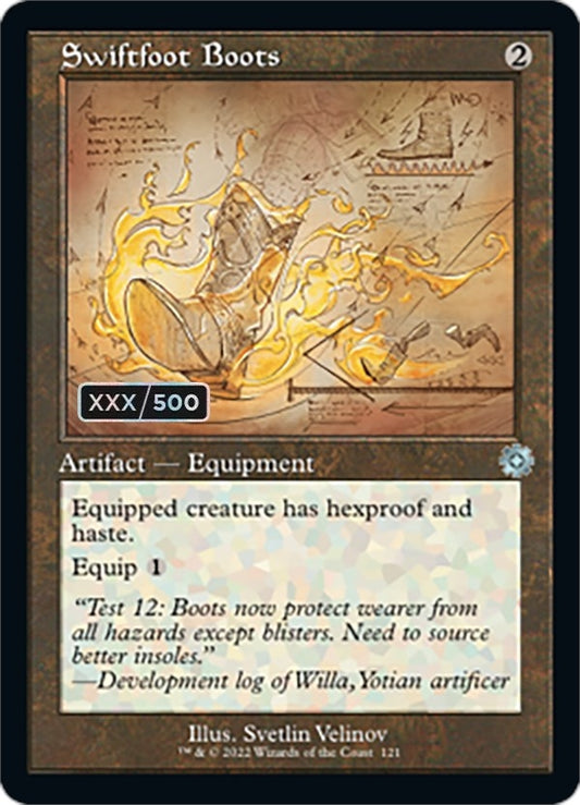Image for Swiftfoot Boots (Schematic) (Serial Numbered) (121) (The Brothers' War: Retro Frame Artifacts) - Magic: The Gathering
