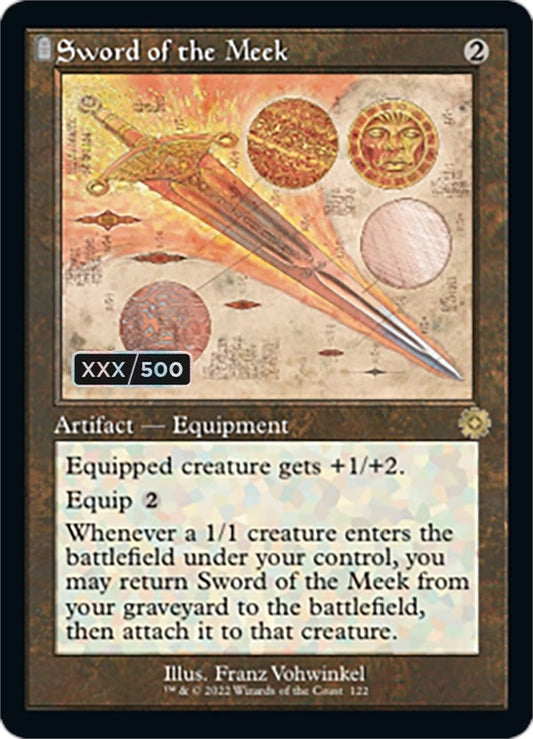 Image for Sword of the Meek (Schematic) (Serial Numbered) (122) (The Brothers' War: Retro Frame Artifacts) - Magic: The Gathering