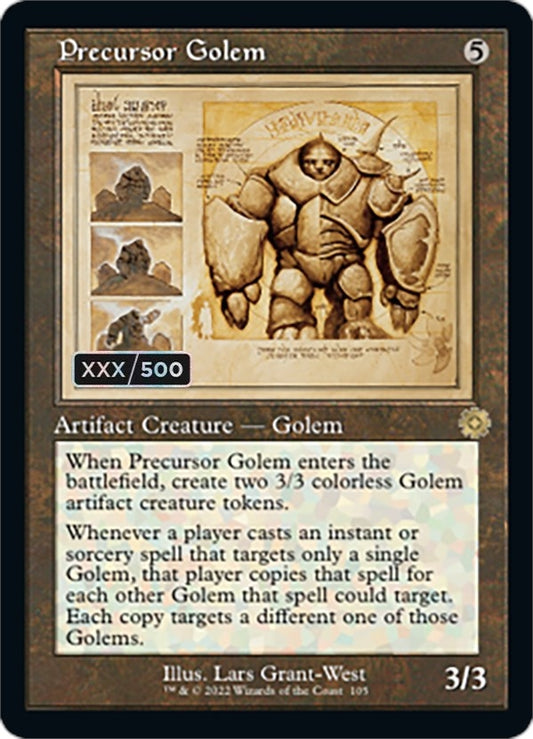 Image for Precursor Golem (Schematic) (Serial Numbered) (105) (The Brothers' War: Retro Frame Artifacts) - Magic: The Gathering