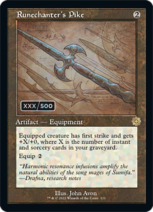 Image for Runechanter's Pike (Schematic) (Serial Numbered) (111) (The Brothers' War: Retro Frame Artifacts) - Magic: The Gathering