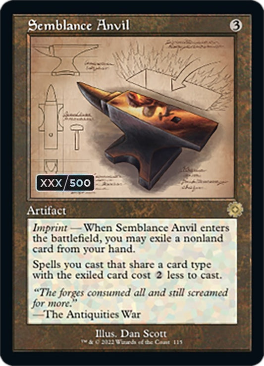 Image for Semblance Anvil (Schematic) (Serial Numbered) (115) (The Brothers' War: Retro Frame Artifacts) - Magic: The Gathering