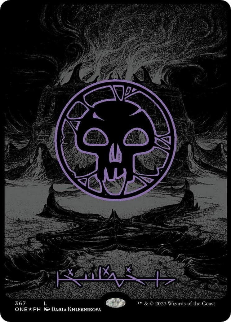 Image for Swamp (Phyrexian) - Full Art (Oil Slick Raised Foil) (367) (Phyrexia: All Will Be One) - Magic: The Gathering